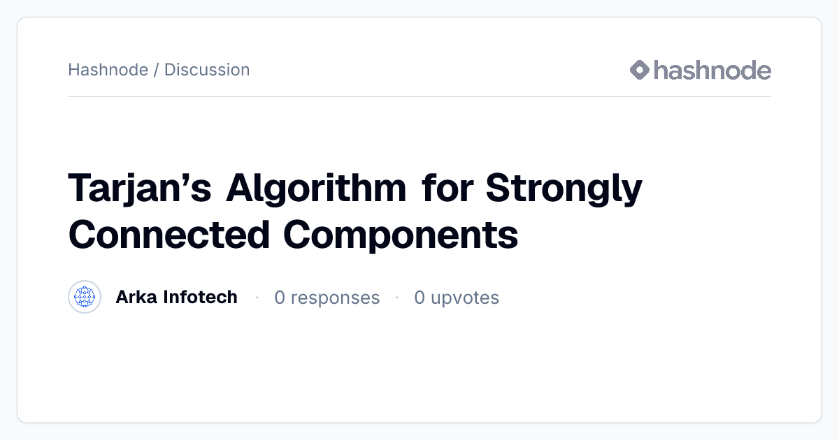 Discussion on "Tarjan’s Algorithm for Strongly Connected Components ...