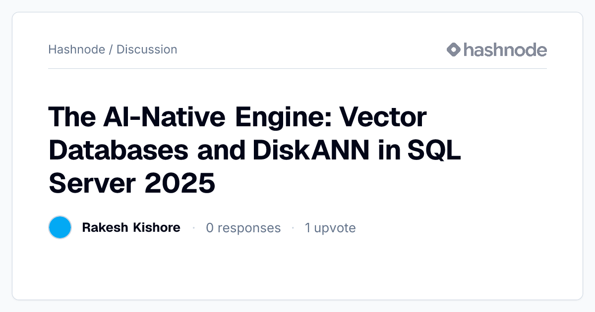 Discussion on "The AI-Native Engine: Vector Databases and DiskANN in ...