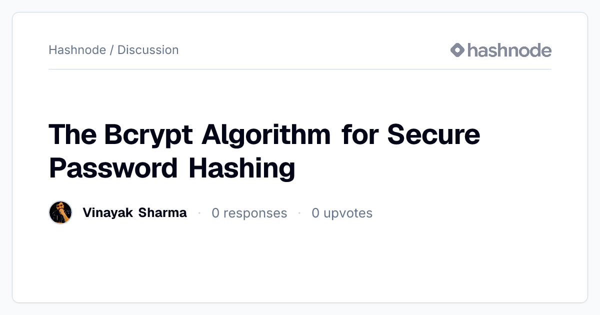 Discussion on "The Bcrypt Algorithm for Secure Password Hashing" | Hashnode