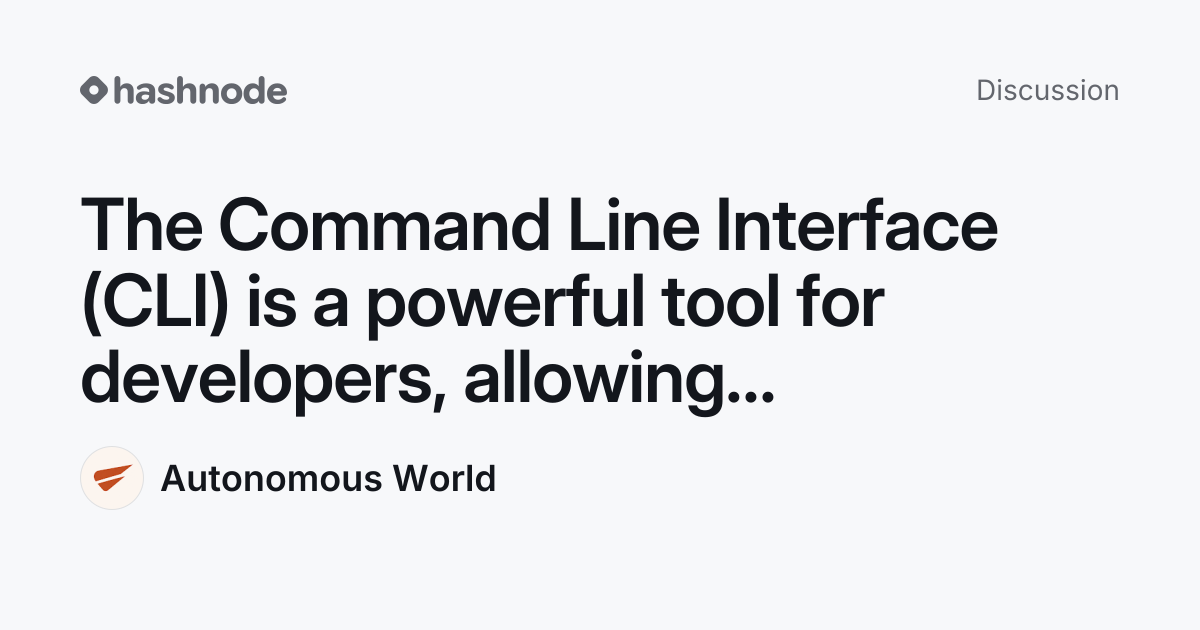 Discussion on "The Command Line Interface (CLI) is a powerful tool for ...