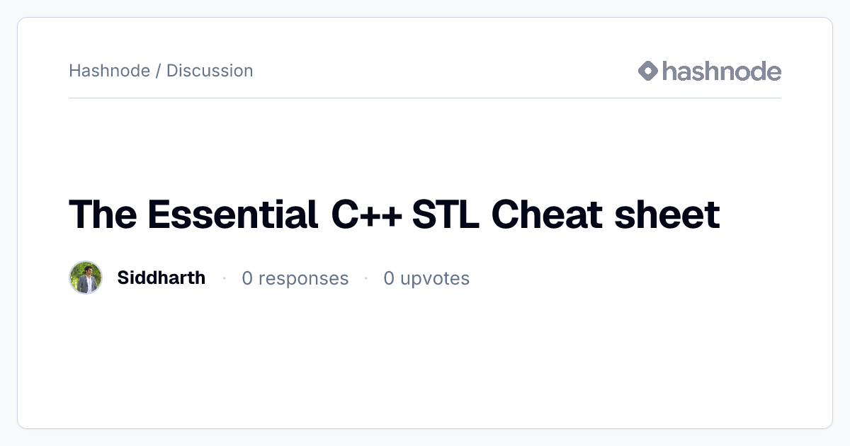 Discussion on "The Essential C++ STL Cheat sheet" | Hashnode