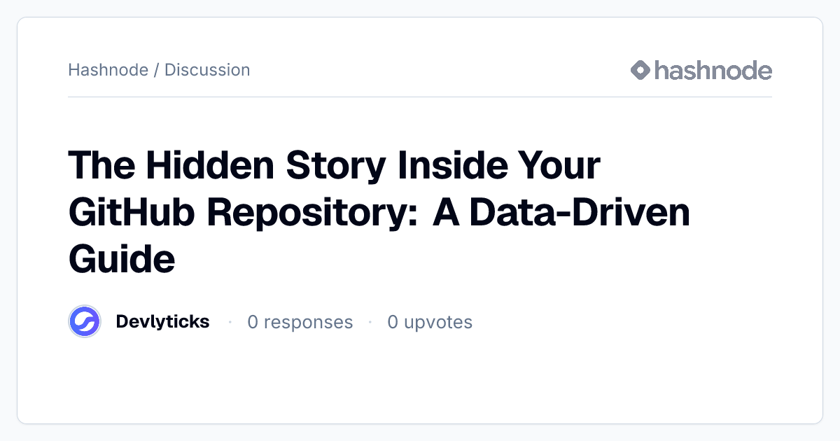 Discussion on "The Hidden Story Inside Your GitHub Repository: A Data ...