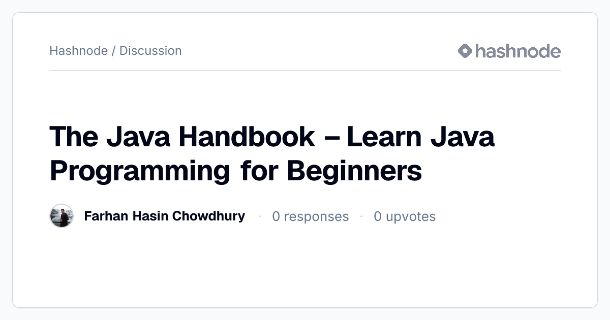 Discussion on "The Java Handbook – Learn Java Programming for Beginners ...