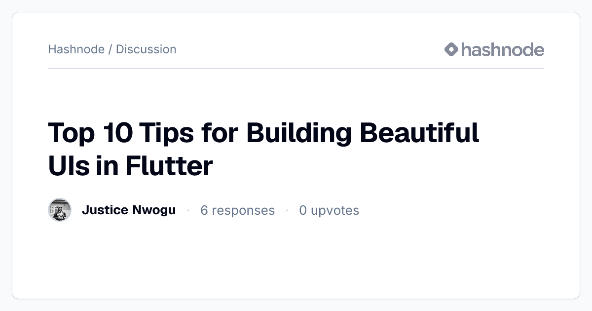 Discussion on "Top 10 Tips for Building Beautiful UIs in Flutter ...