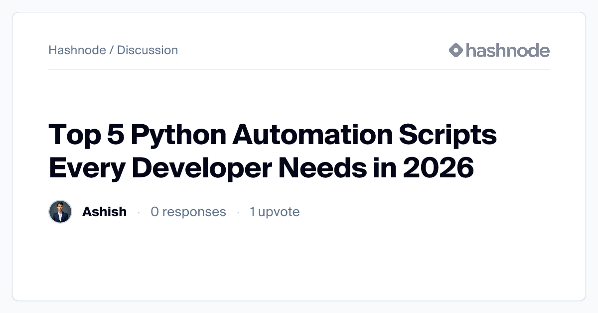 Discussion on "Top 5 Python Automation Scripts Every Developer Needs in ...