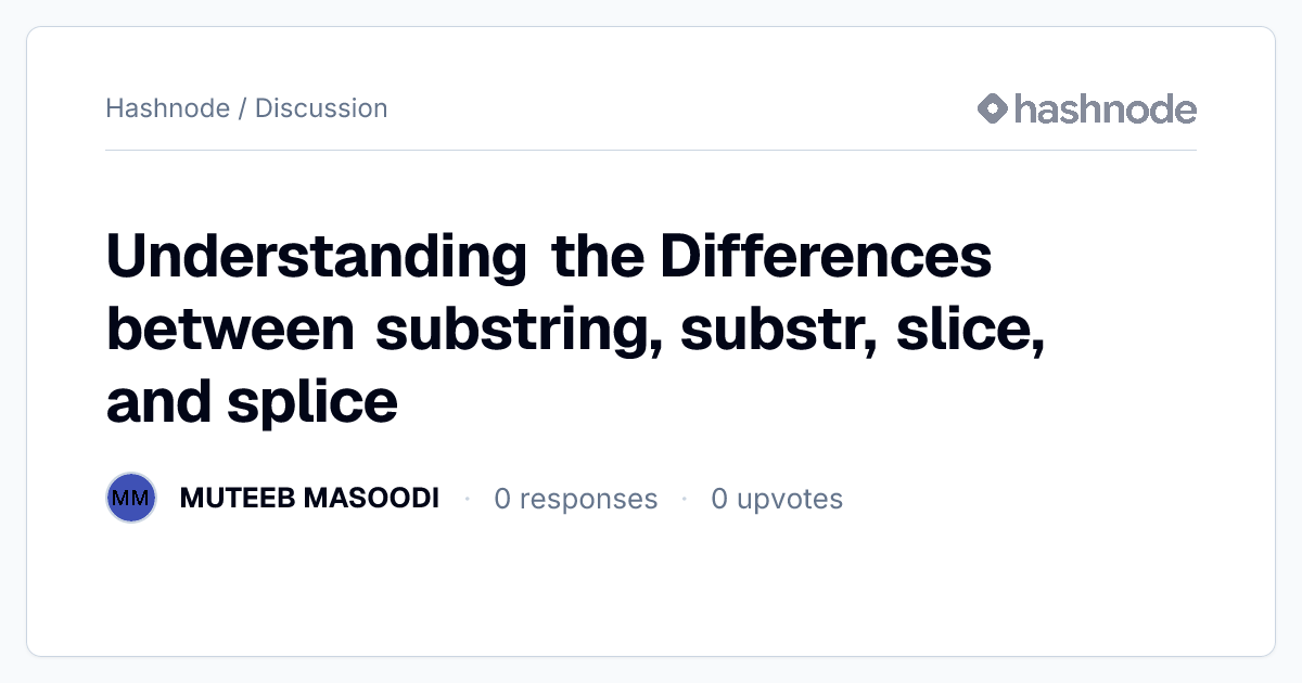 Discussion on "Understanding the Differences between substring, substr ...