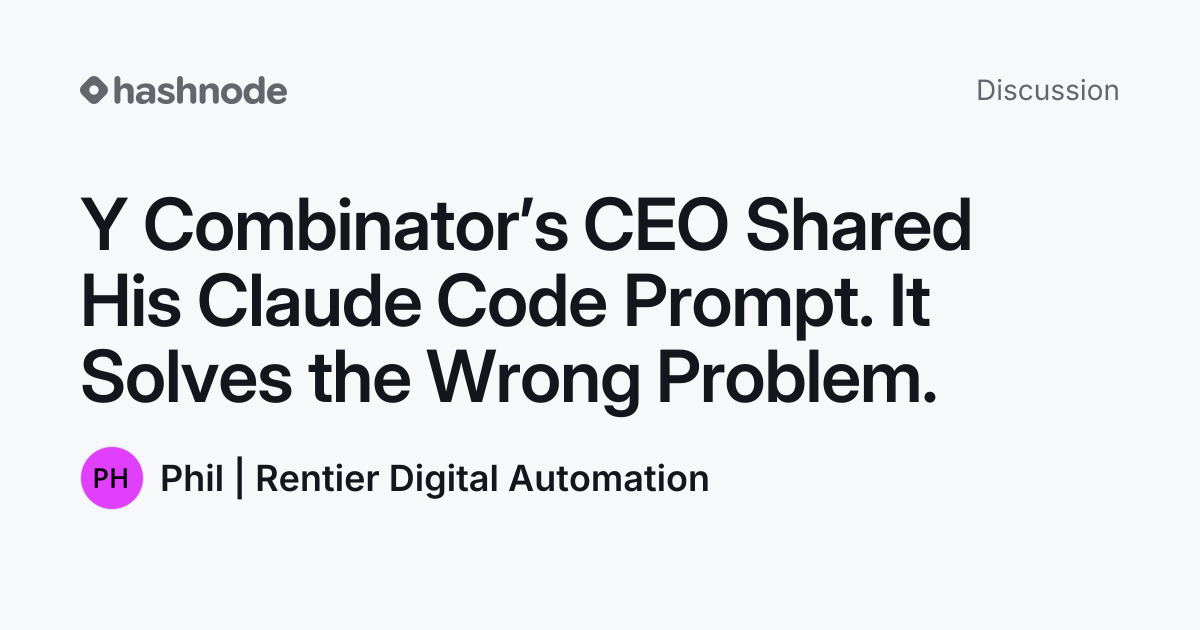 Discussion on "Y Combinator’s CEO Shared His Claude Code Prompt. It ...